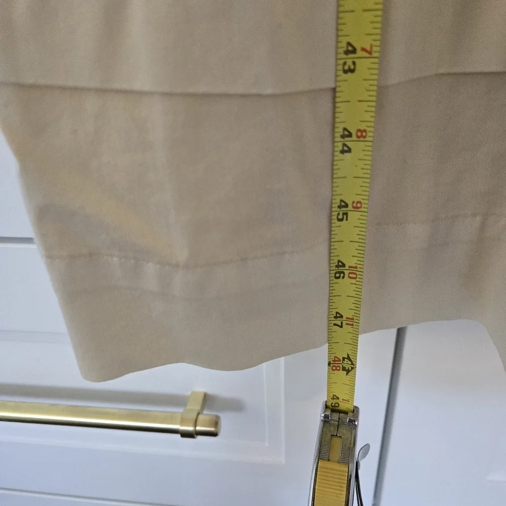 NWT Long-Sleeve Smocked-Waist Midi Dress Lightweight Chino Khaki Size XS NEW - Picture 11 of 13